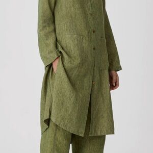 Washed Organic Linen Delave Long Shirt